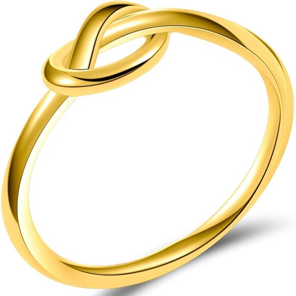 Size 3-13 Stainless Steel Simple Love Knot Celtic Promise Anniversary Statement - Picture 1 of 1